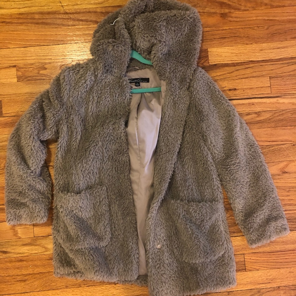 Kenneth Cole teddy bear coat in grey